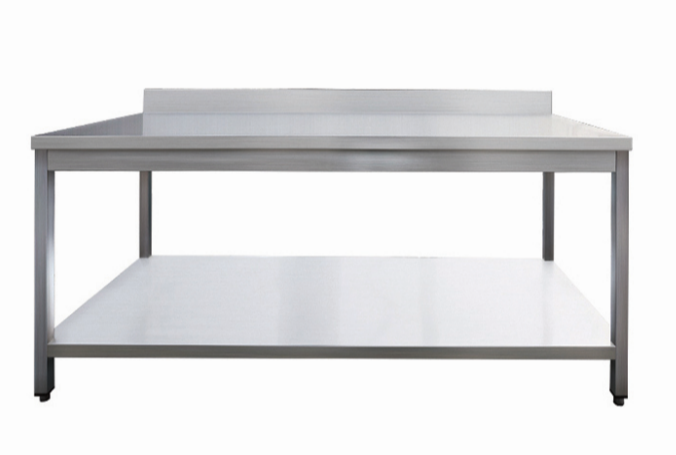 Table en inox de travail avec dosseret 2000x700x850+100mm - PTHATS207A_0