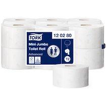 TORK PAPIER TOILETTE EN MINI ROULEAU JUMBO, 2 PLIS, BLANC