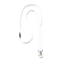 TOUR DE COU POLYESTER BLANC RECYCLÉ POUR BADGE AVEC MOUSQUETON - POCHETTE DE 10