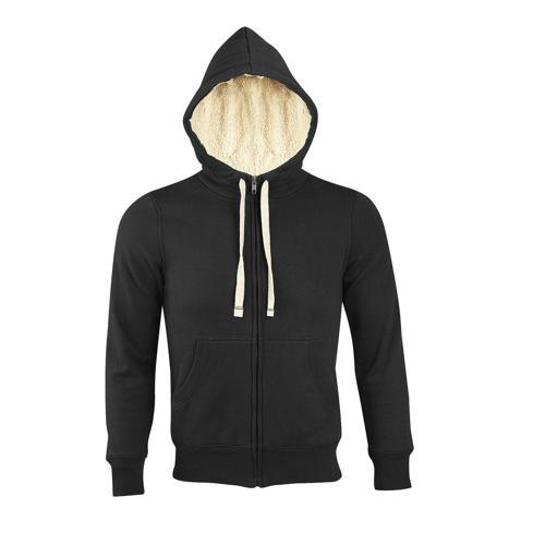 VESTE ZIPPÉE DOUBLÉE SHERPA EN COTON NOIR