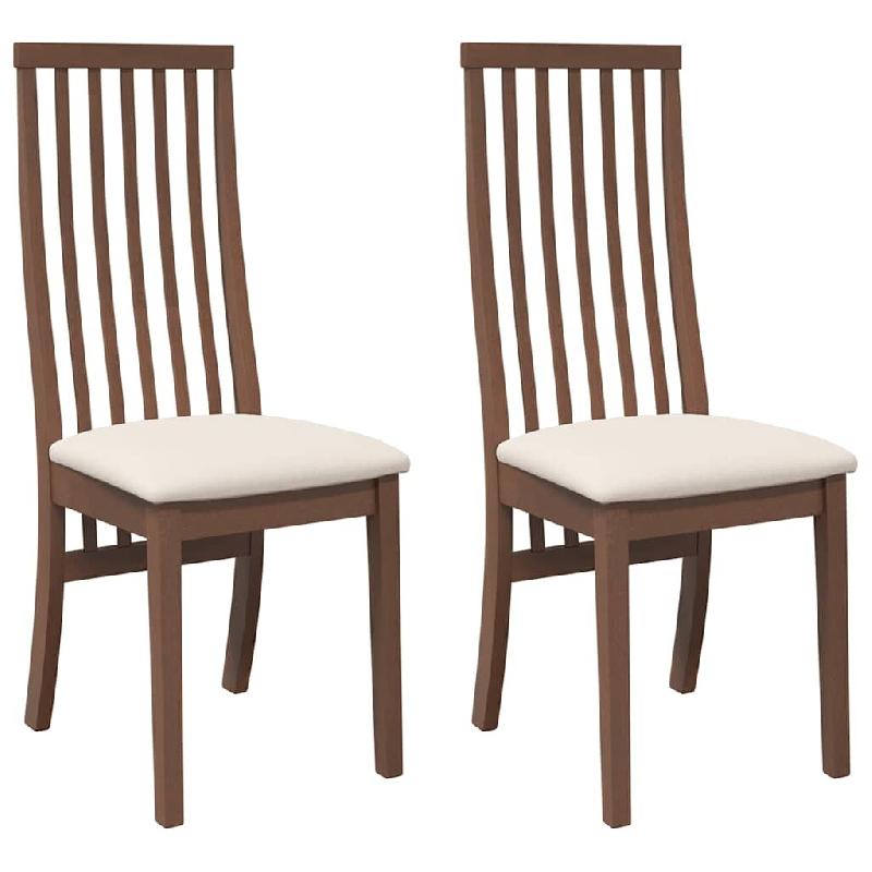 VidaXL Chaises à manger coussins 2 pcs marron bois massif caoutchouc Modèle Boréal Design - 4102453_0