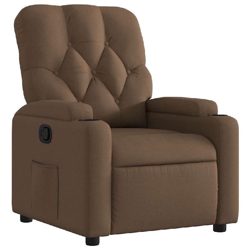 VidaXL Fauteuil inclinable Marron Tissu Modèle Derveline - 372483_0