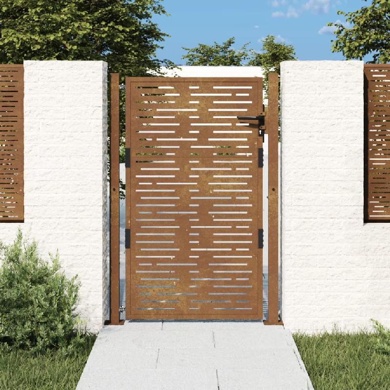 Vidaxl portail de jardin 105x130 cm acier corten conception de carré 153198_0
