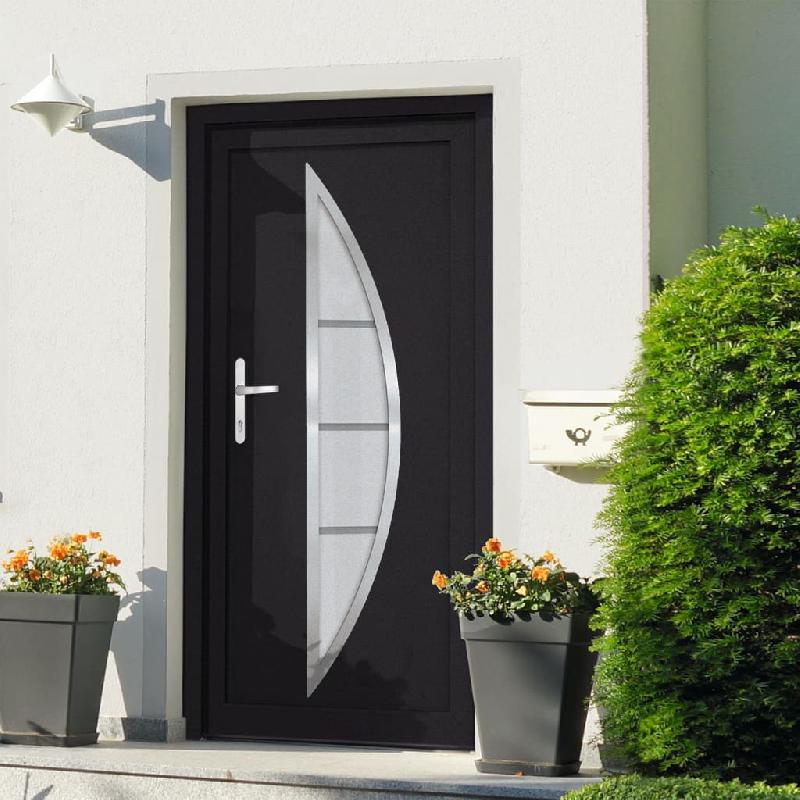 Vidaxl porte d'entrée anthracite 98x200 cm pvc 3187875_0