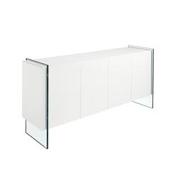 AC ANGEL CERDA Angel Cerdá Buffet bois blanc et verre trempé 3058C 170 x 43 x 77 - blanc Bois manufacturé 8435631003359_0