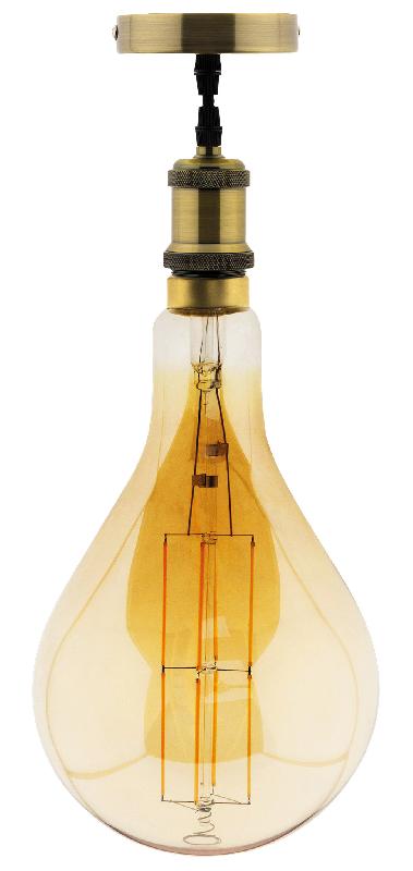 Ampoule LED géante E27 - 5W - Blanc chaud - 350 Lumen - 2500K - kit de suspension inclus - Zenitech_0