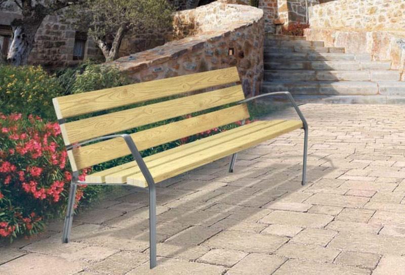 Banc public en pin traité - 6 lames - Modo 180 cm_0