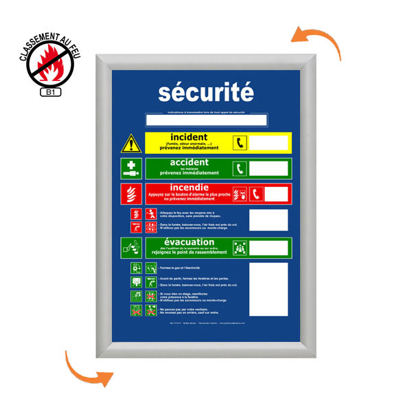 Cadre clic clac mural anti-feu A4 - Réf : VAC950AF - Aluminium anodisé - Format affiche A4_0
