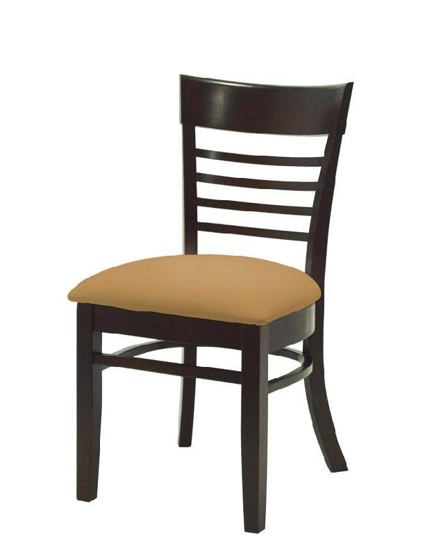 Chaise Naples - structure wengé - assise simili cuir crème ou caramel_0