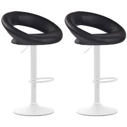CLP Lot de 2 Tabourets de bar Olinda en similicuir hauteur réglable et siège pivotant Noir /Blanc - noir polyester 320289_0