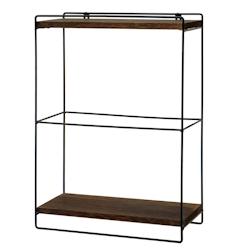 Décoshop26 - Étagère murale suspendue de cuisine design industriel 2 étagères 50x35x17 cm en bois marron foncé et métal 04_0008670 - marron 300_0