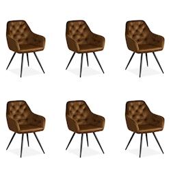 Décoshop26 - Lot de 6 chaises de salle à manger salon avec revêtement en velours confortable en marron CDS06305 - marron 3000429669601_0