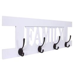 Décoshop26 - Porte-manteau mural patère en bois blanc avec 4 crochets 20,5x60x1,5 cm MED04064 - blanc 3000349843099_0