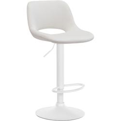 Décoshop26 - Tabouret de bar chaise haute x1 avec repose-pieds en velours crème piètement métallique blanc 10_0004604 - blanc 3000252194738_0