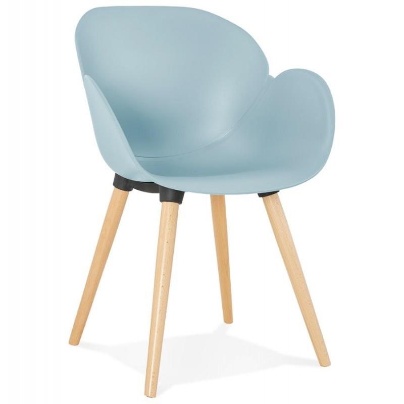 Fauteuil design Pikat 84 cm bleu & naturel - Paris Prix - design scandinave en polypropylène & hêtre_0