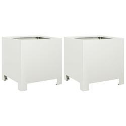 Helloshop26 - Jardinière bac lit surélevé plantes fleurs jardin terrasses lot de 2 30 x 30 x 30 cm acier blanc 02_0038913 - 3000217976584_0