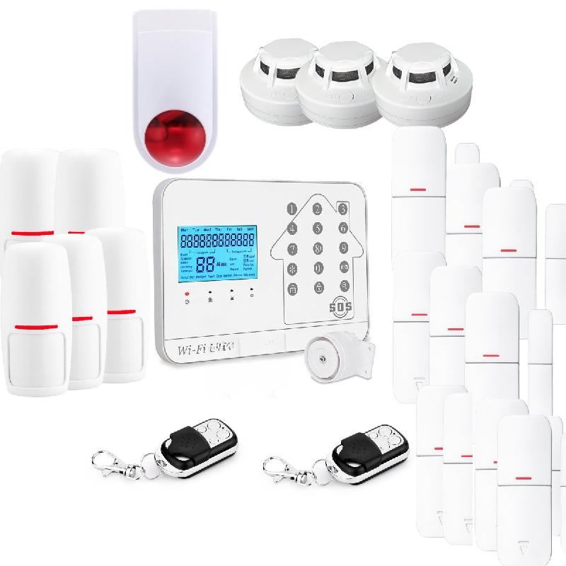 Kit alarme maison connectée sans fil WIFI - Box internet et GSM Futura blanche Smart Life - Lifebox - KIT8 avec détecteurs de mouvement, fumée et ouverture_0