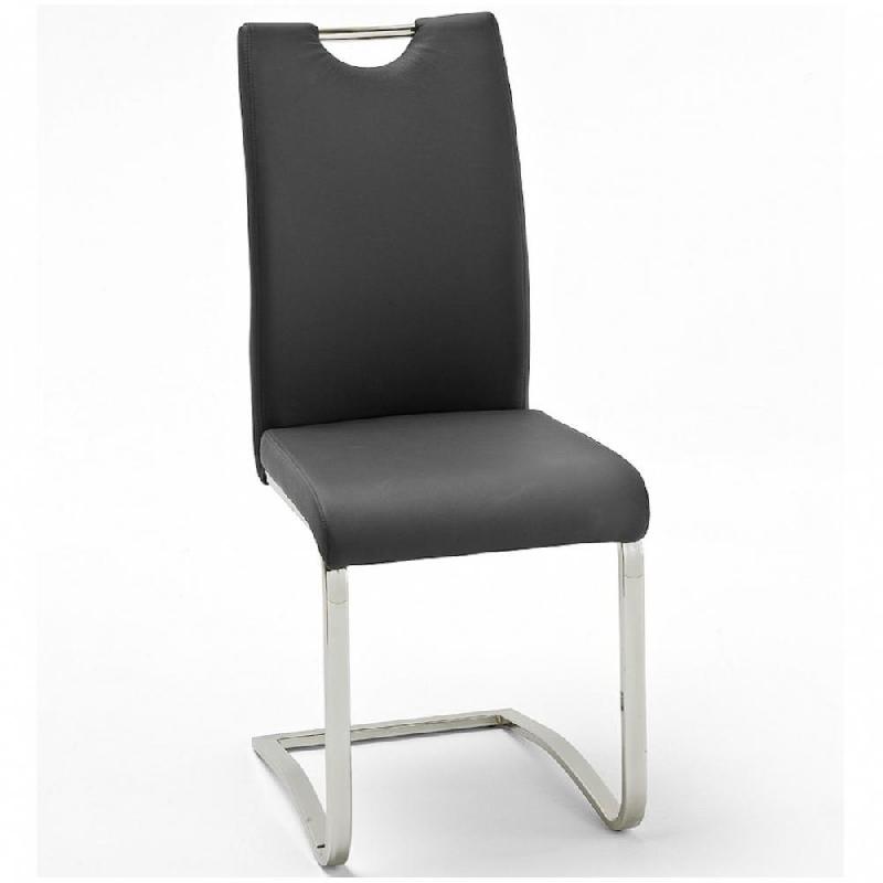 Lot de 4 chaises Kilou - tissu noir - piètement luge en tube laqué noir mat - design chic et moderne_0