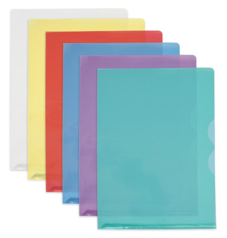 Oxford Boîte de 50 pochettes coin Fard'Or A4, en PVC souple coloris assortis (6) - 3045050312274_0