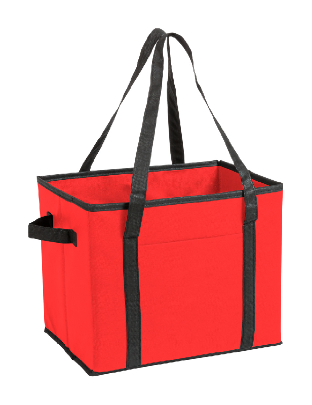 Sac de rangement pliable - avec poignées en non-tissé - pour coffre de voiture - couleur rouge - 292 gr_0