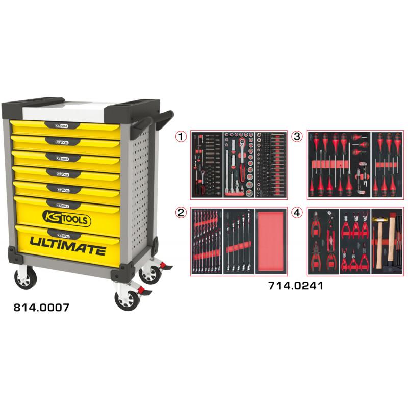 Servante PEARLline grise et jaune 7 tiroirs équipée de 241 outils - KS Tools | 814.7241_0