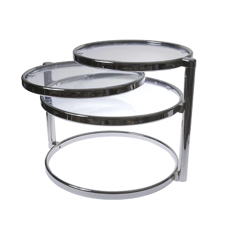 Table basse plateaux pivotants en verre 3 plateaux Leitmotiv - argenté acier 8714302100369_0