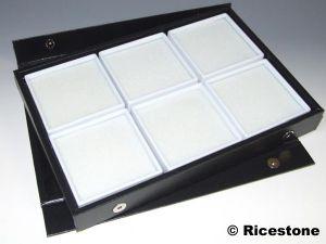 5) COFFRET PIERRES TAILLÉES BOÎTES DESSUS VERRE 9X9