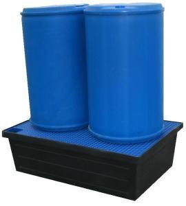 Bac de rétention à fond plat 240 litres plastique avec caillebotis polyéthylène_0