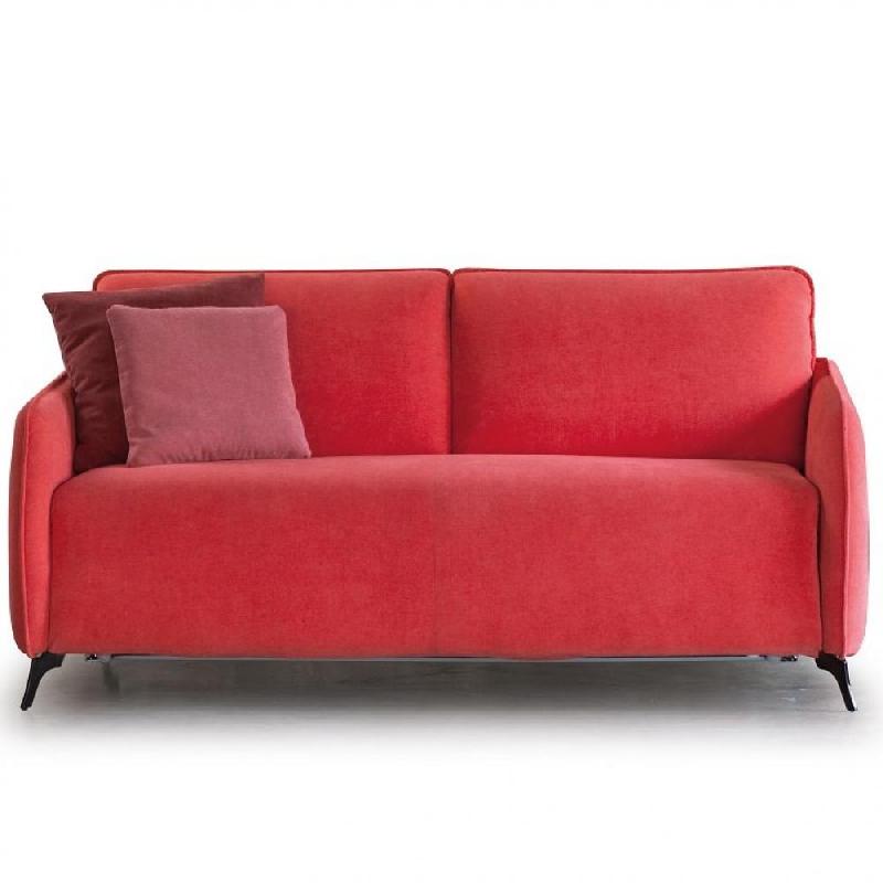 Canapé convertible Carmine 140x195 en tissu Maracaibo fraise - Pieds Liberty acier brun - Fabrication italienne_0
