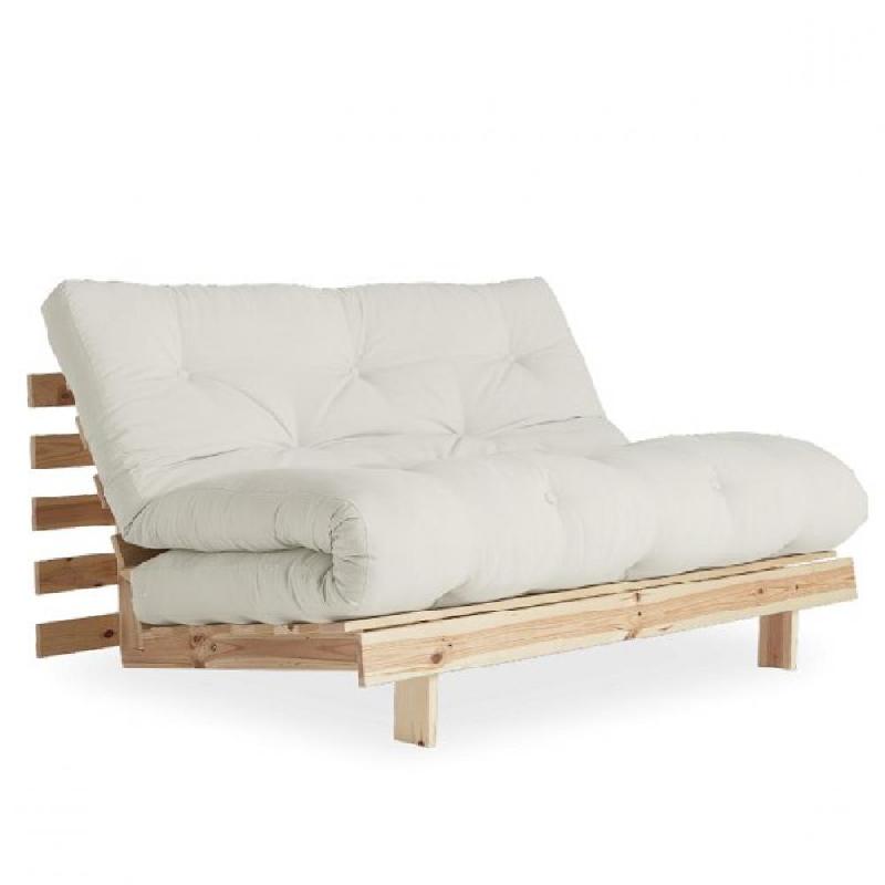 Canapé convertible futon ROOTS - pin massif naturel - couchage 160x200 cm - design japonais et scandinave_0