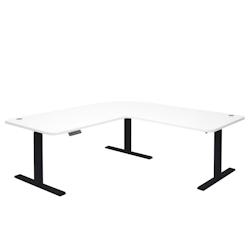Décoshop26 - Bureau d'angle table d'ordinateur réglable en hauteur électriquement 178 x 178 cm HDF blanc noir 04_0006024 - blanc 3000261604099_0