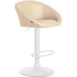 Décoshop26 - Tabouret de bar assise pivotante à 360° hauteur réglable en PVC crème piètement en métal blanc 10_0004769 - blanc 3000252281469_0