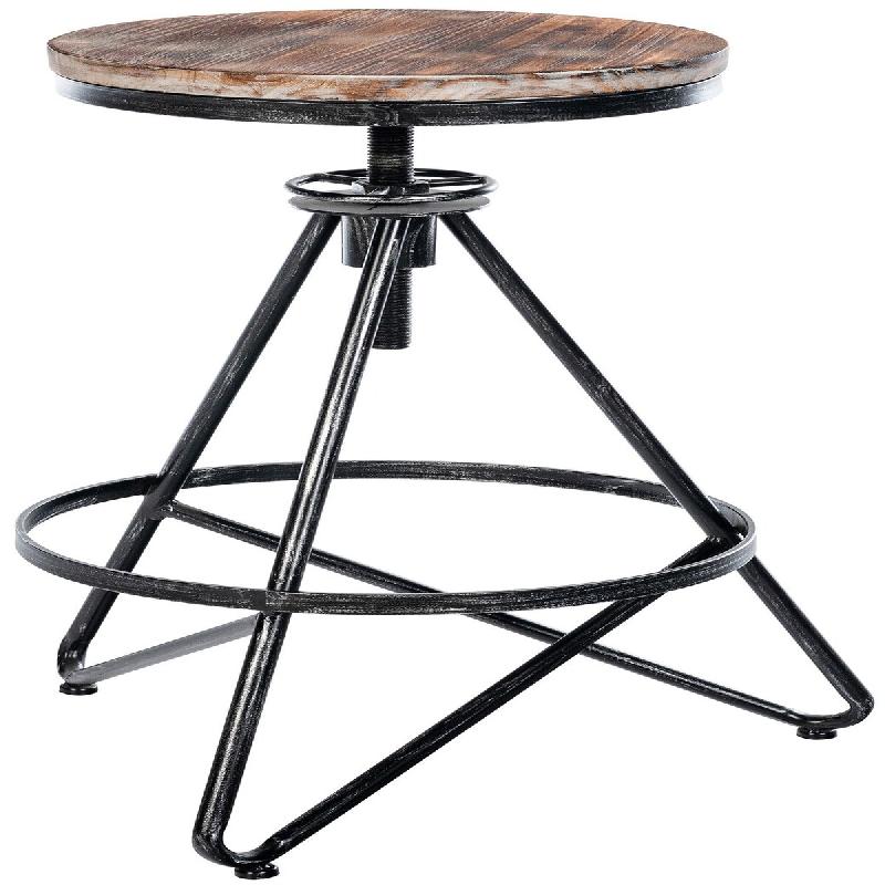 Décoshop26 - Tabouret de bar x1 réglable en bois massif et métal argenté - Style atelier vintage industriel 10_0005822 - argenté métal 3000265240149_0
