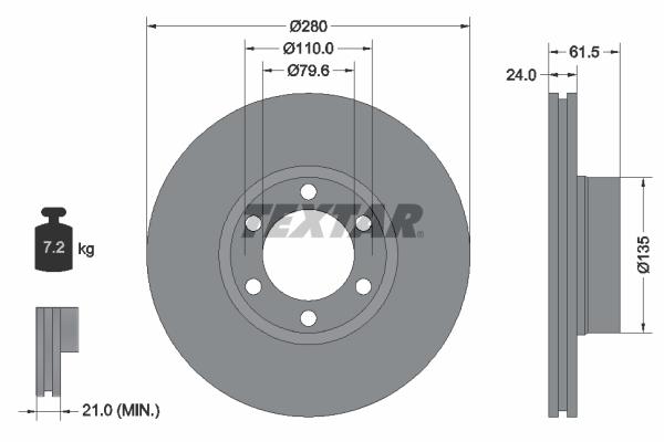 Disque de frein ventilé Textar 92097700 - côté avant - boîte de 1 disque_0