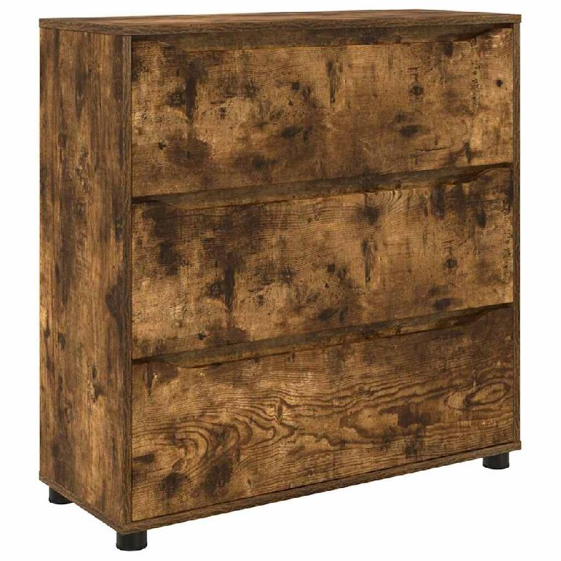 Helloshop26 - Armoire de rangement rectangulaire design minimaliste salon chambre 80 x 31 x 81 cm en bois d'ingénierie chêne fumé 02_0054626 - Bois_0