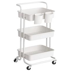 Helloshop26 - Chariot mobile à 3 niveaux desserte sur roulettes étagère de rangement avec poignée 2 pots 2 freins paniers en 12_0005039 - 30002228_0