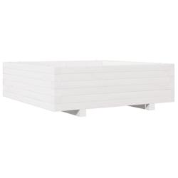 Helloshop26 - Jardinière bac lit surélevé plantes fleurs terrasse jardin 80 x 80 x 26,5 cm bois de pin massif blanc 02_0037893 - 3000217639946_0