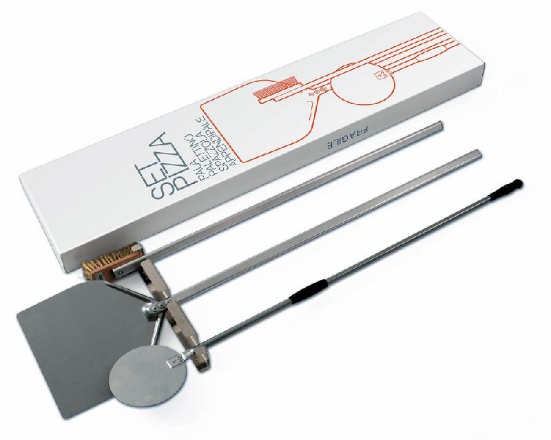 Kit pour pizzeria - pelle carrée 320 mm, pelle ronde 200 mm, brosse et support mural - Virtus Z/GS2AMICA_0