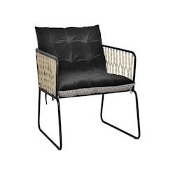 Now's Home - Fauteuil Velours Lisse & Pieds Metal Noir 57x65x64 Cm Munio - 3256390232805_0