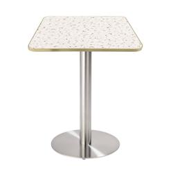 Oviala Business Table à manger 60 x 60 cm pied argent et revêtement terrazzo/doré - blanc métal 112819_0