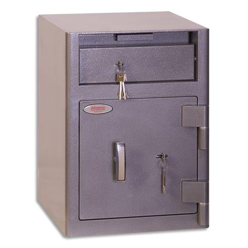 Phoenix coffre de dépôt gris - chargement avant avec serrure à clé - capacité 47 litres - 44,8x32,3cm - 54kg - fente de dépôt_0