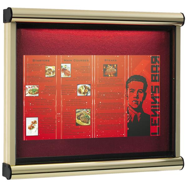 Porte-menu Scroll - robuste et résistant avec option lumineuse et vitrage en polycarbonate_0