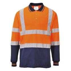 Portwest - Polo bicolore manches longues HV Orange / Bleu Marine Taille S - S 5036108250608_0