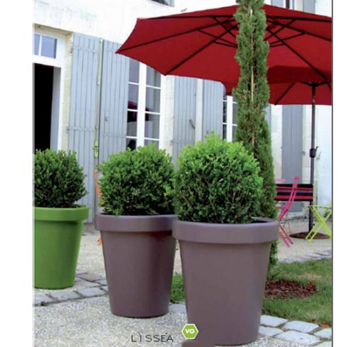 POT FLEURS PLASTIQUE LISSÉA ROND  66L ; Ø 50CM ; H 57CM; BRUN