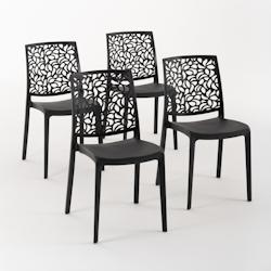 RATTATAN Set 4 Chaises en polypropylène avec fibre de verre empilables pour extérieur et jardin, bar et restaurant, cuisine design moderne - ANNA -_0