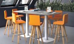 Table haute Working - idéale pour réunions rapides - piètement tulipe avec passage de câbles - plateau mélaminé haute qualité_0