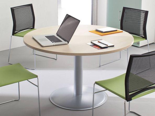 Table de réunion ronde Prem's en bois - pied tulipe - diamètre 100 ou 120 cm_0
