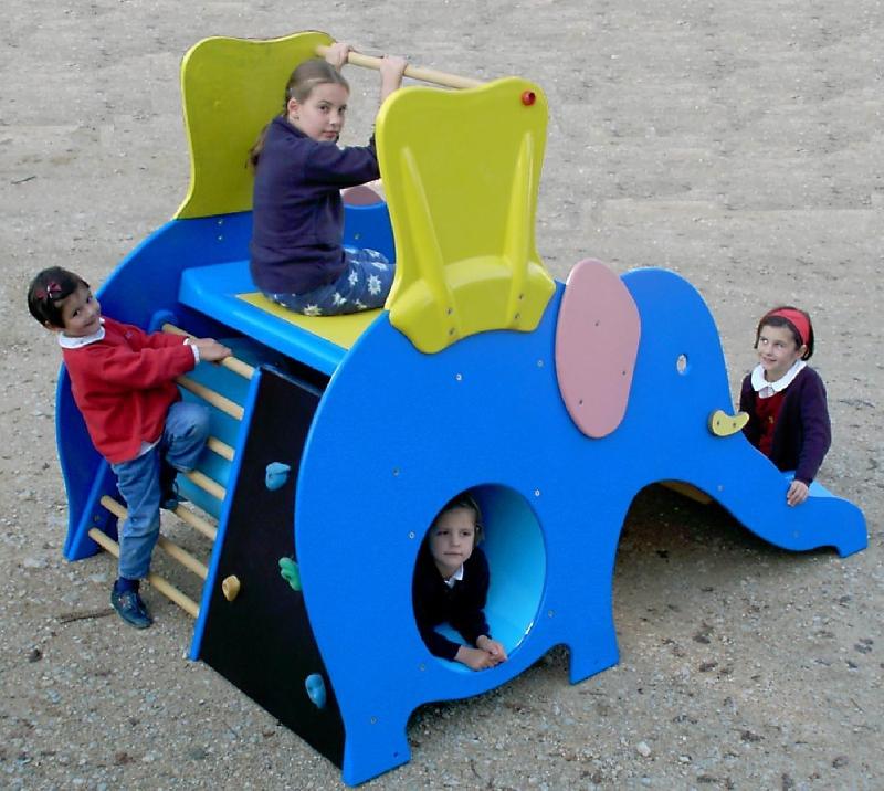 Toboggan éléphant bleu et jaune - 1 m - décor éléphant_0