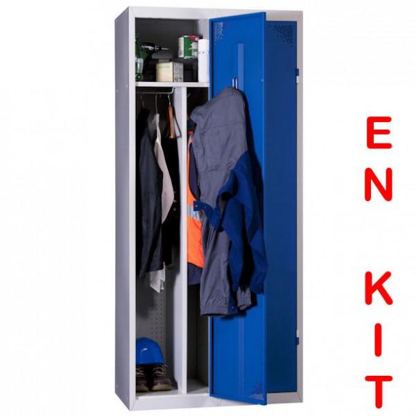 Vestiaire industrie salissante démontable - 2 cases - Bleu - Conforme norme AFNOR D 65-760 - Marque Rolléco_0