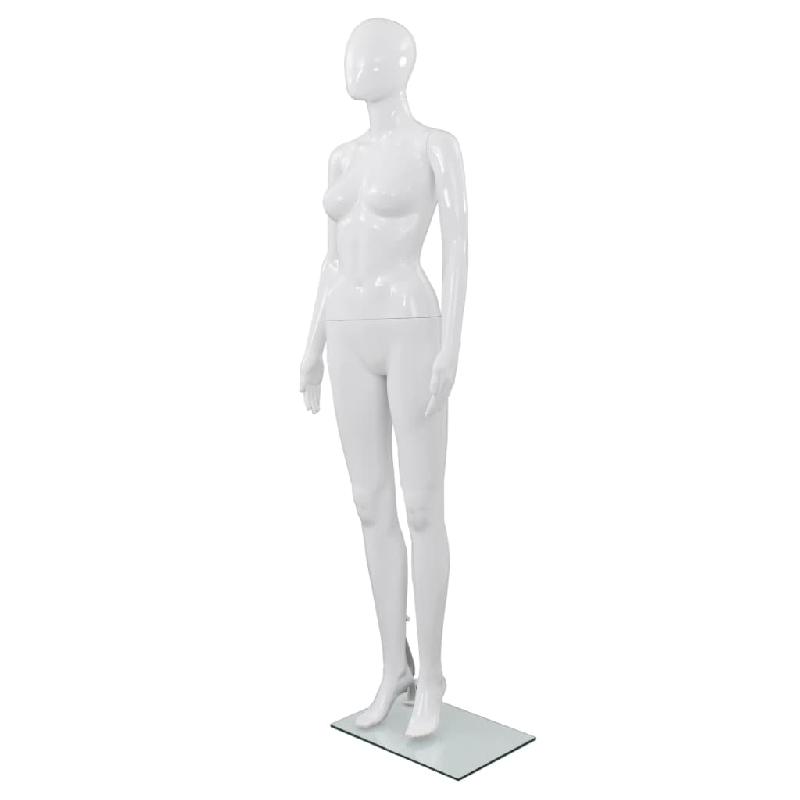 Vidaxl mannequin femme corps complet base verre blanc brillant 175 cm 142928_0